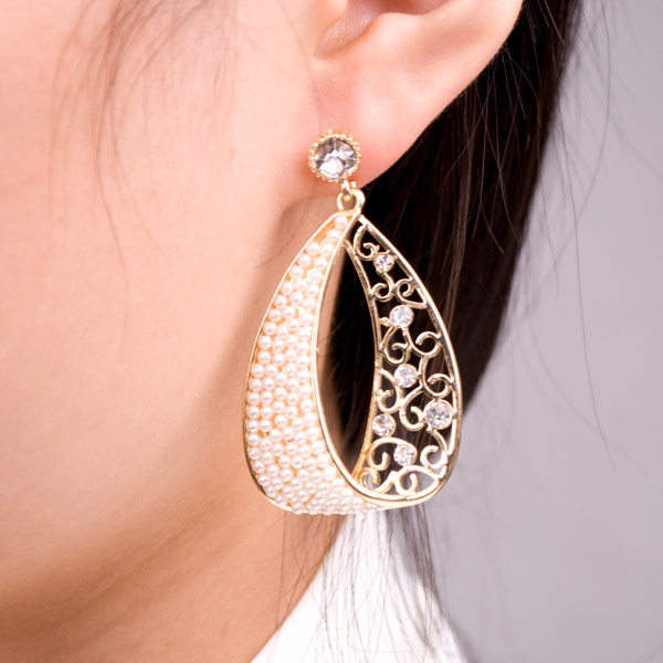 trendy earrings korea pearl gold plated rhinestone fashion trendy jewelry earrings for  women[4931 EZOSKIZ